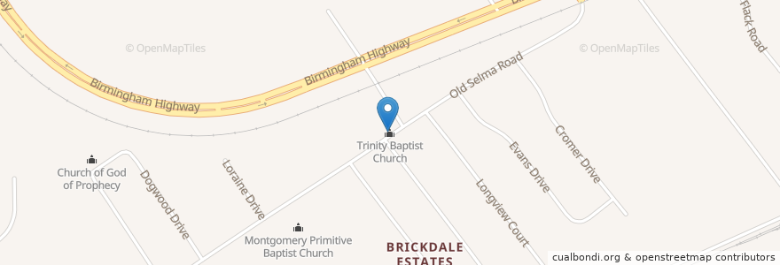 Mapa de ubicacion de Trinity Baptist Church en États-Unis D'Amérique, Alabama, Montgomery County, Montgomery.