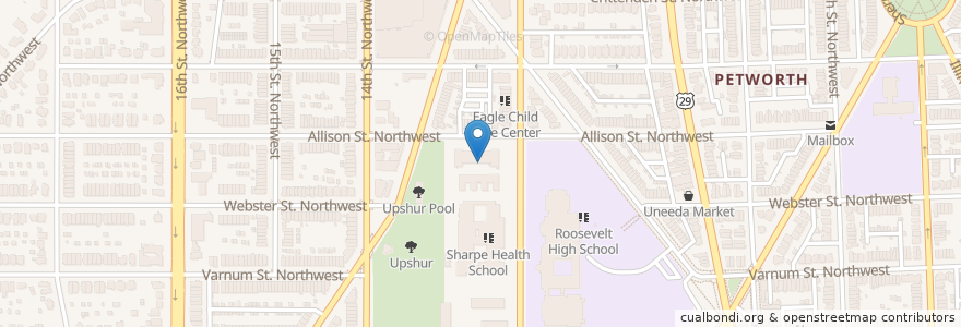Mapa de ubicacion de Community Academy Public Charter School en 미국, 워싱턴 D.C., 워싱턴.