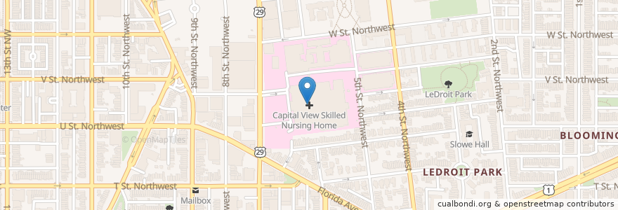 Mapa de ubicacion de Capital View Skilled Nursing Home en Estados Unidos Da América, Washington, D.C., Washington.