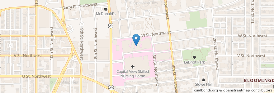 Mapa de ubicacion de Howard University Hospital Family Health Center en Verenigde Staten, Washington D.C., Washington.