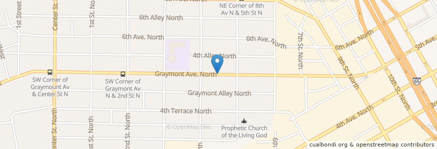 Mapa de ubicacion de First Ebenezer Baptist Church en Vereinigte Staaten Von Amerika, Alabama, Birmingham, Jefferson County.