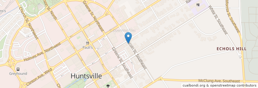 Mapa de ubicacion de Central Presbyterian Church en 美利坚合众国/美利堅合眾國, 亚拉巴马州, Huntsville, Madison County.