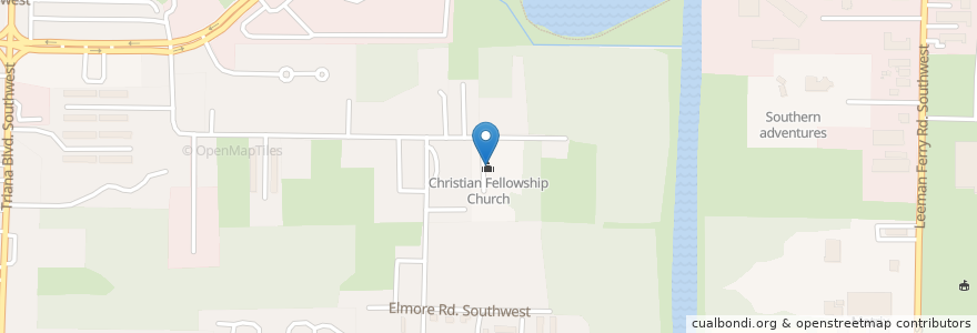 Mapa de ubicacion de Christian Fellowship Church en Vereinigte Staaten Von Amerika, Alabama, Huntsville, Madison County.
