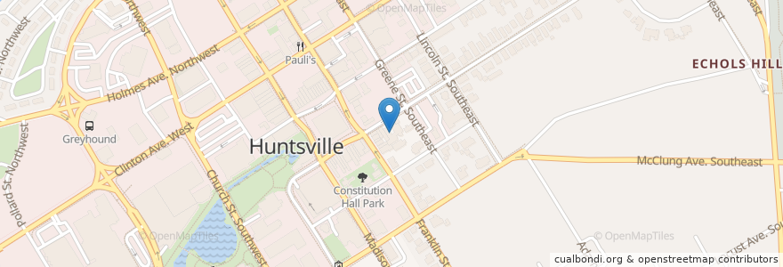 Mapa de ubicacion de Church of the Nativity en ایالات متحده آمریکا, آلاباما, Huntsville, Madison County.