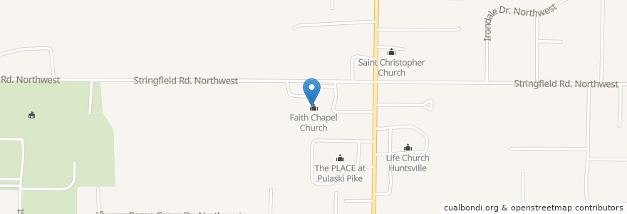Mapa de ubicacion de Faith Chapel Church en United States, Alabama, Huntsville, Madison County.
