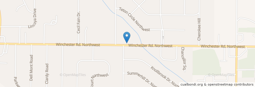 Mapa de ubicacion de Kingdom Hall of Jehovahs Witnesses en Verenigde Staten, Alabama, Huntsville, Madison County.