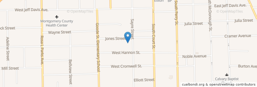 Mapa de ubicacion de Branch Grove Baptist Church en 미국, 앨라배마, Montgomery County, Montgomery.