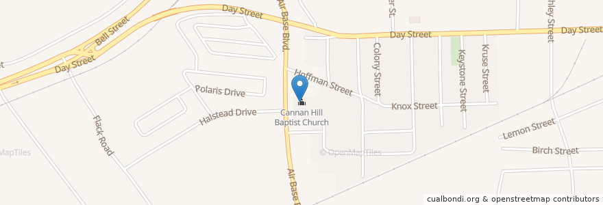 Mapa de ubicacion de Cannan Hill Baptist Church en 미국, 앨라배마, Montgomery County, Montgomery.