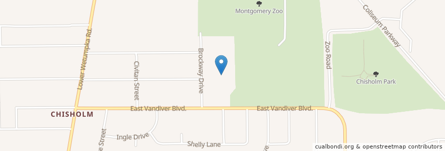 Mapa de ubicacion de Chisholm Elementary School en アメリカ合衆国, アラバマ州, Montgomery County, Montgomery.