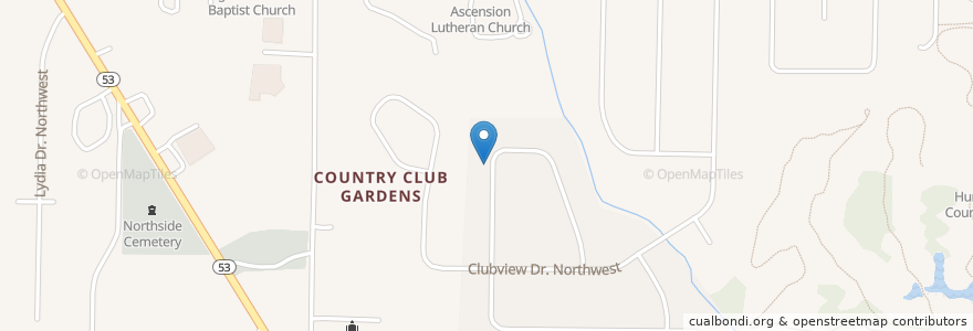 Mapa de ubicacion de Huntsville Junior High School en アメリカ合衆国, アラバマ州, Huntsville, Madison County.