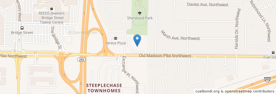 Mapa de ubicacion de Sherwood Baptist Church en 미국, 앨라배마, Huntsville, Madison County.