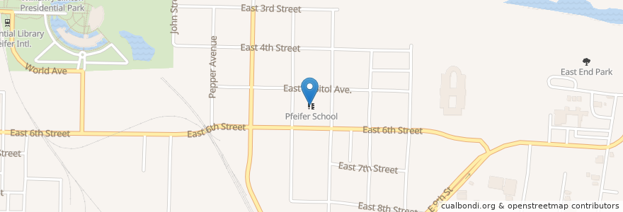 Mapa de ubicacion de Pfeifer School en アメリカ合衆国, アーカンソー州, Pulaski County, Little Rock.
