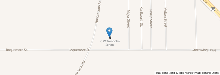 Mapa de ubicacion de C W Trenholm School en Vereinigte Staaten Von Amerika, Alabama, Montgomery County, Montgomery.