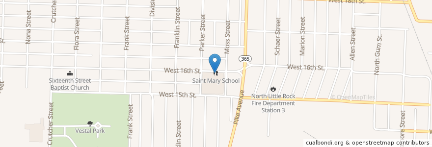 Mapa de ubicacion de Saint Mary School en ایالات متحده آمریکا, آرکانزاس, Pulaski County, North Little Rock.