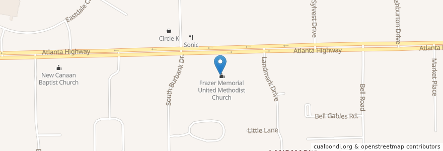 Mapa de ubicacion de Frazer Memorial United Methodist Church en Stati Uniti D'America, Alabama, Montgomery County, Montgomery.