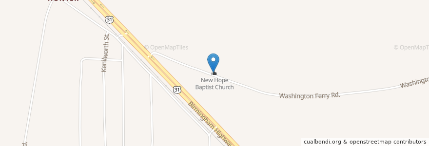 Mapa de ubicacion de New Hope Baptist Church en Соединённые Штаты Америки, Алабама, Montgomery County, Montgomery.