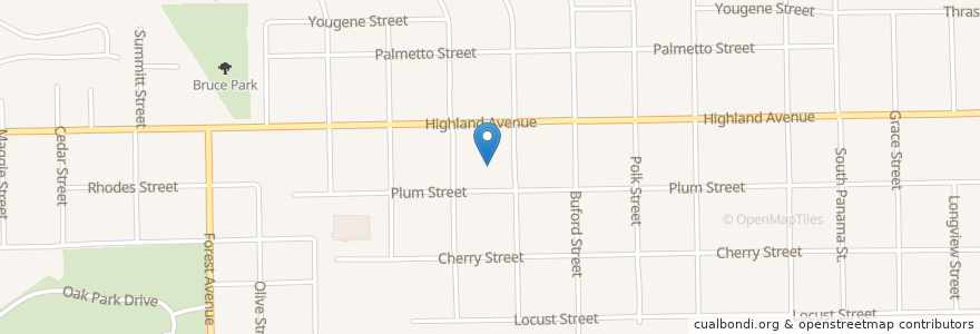 Mapa de ubicacion de Highland Avenue Elementary School en Соединённые Штаты Америки, Алабама, Montgomery County, Montgomery.