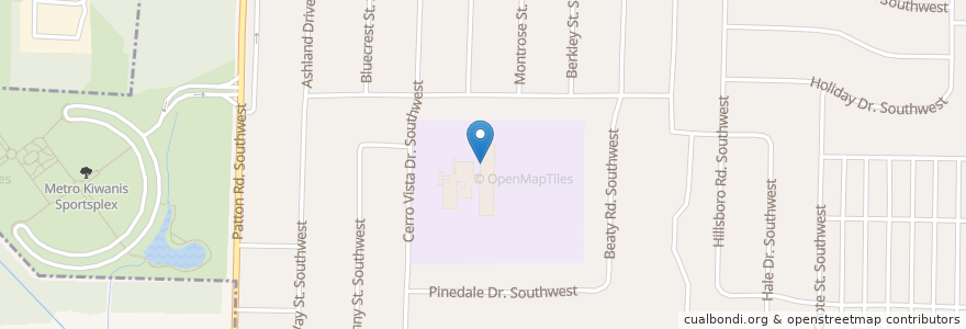 Mapa de ubicacion de Ridgecrest Elementary School en アメリカ合衆国, アラバマ州, Huntsville, Madison County.