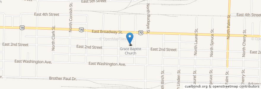 Mapa de ubicacion de Grace Baptist Church en United States, Arkansas, Pulaski County, North Little Rock.