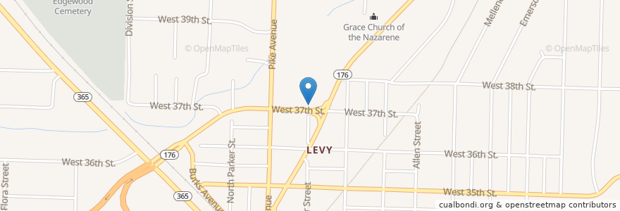 Mapa de ubicacion de Levy Elementary School en Verenigde Staten, Arkansas, Pulaski County, North Little Rock.