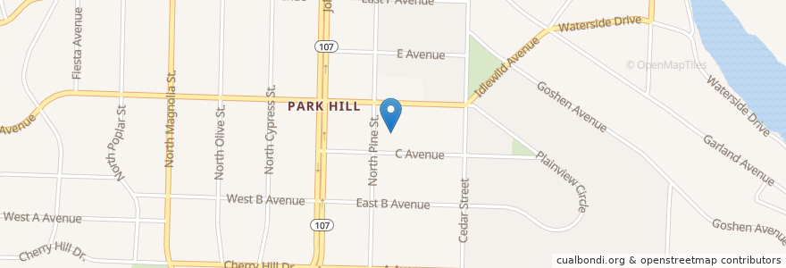Mapa de ubicacion de Park Hill Baptist Church en アメリカ合衆国, アーカンソー州, Pulaski County, North Little Rock.