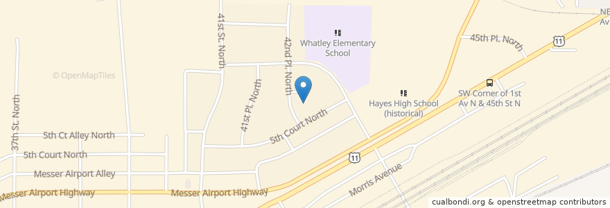 Mapa de ubicacion de Harmony Street Baptist Church en ایالات متحده آمریکا, آلاباما, Birmingham, Jefferson County.