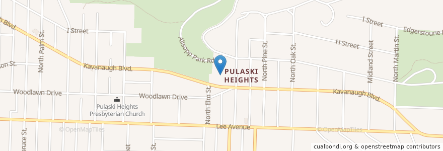Mapa de ubicacion de Pulaski Heights Baptist Church en United States, Arkansas, Pulaski County, Little Rock.