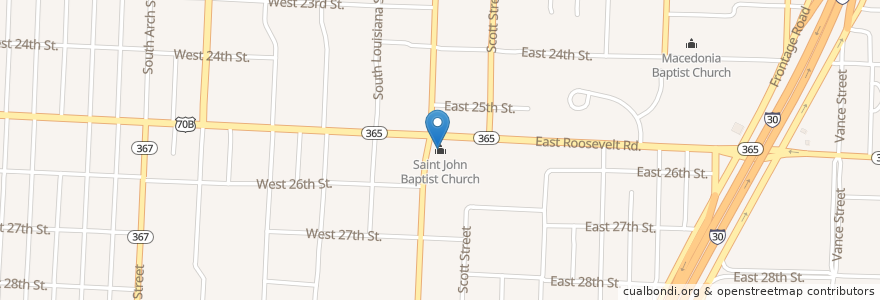Mapa de ubicacion de Saint John Baptist Church en Amerika Birleşik Devletleri, Arkansas, Pulaski County, Little Rock.
