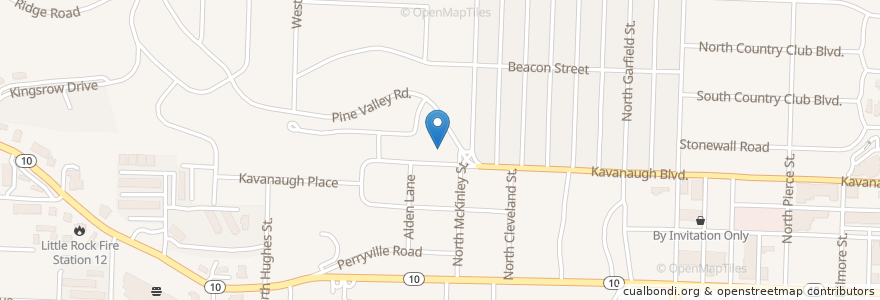 Mapa de ubicacion de Westover Hills Presbyterian Church en Verenigde Staten, Arkansas, Pulaski County, Little Rock.