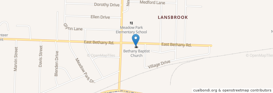 Mapa de ubicacion de Bethany Baptist Church en 미국, 아칸소, Pulaski County, North Little Rock.