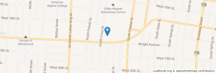 Mapa de ubicacion de Dunbar Magnet Middle School en États-Unis D'Amérique, Arkansas, Pulaski County, Little Rock.