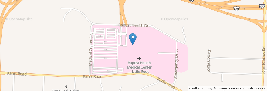 Mapa de ubicacion de Baptist Health Extended Care Hospital en United States, Arkansas, Pulaski County, Little Rock.