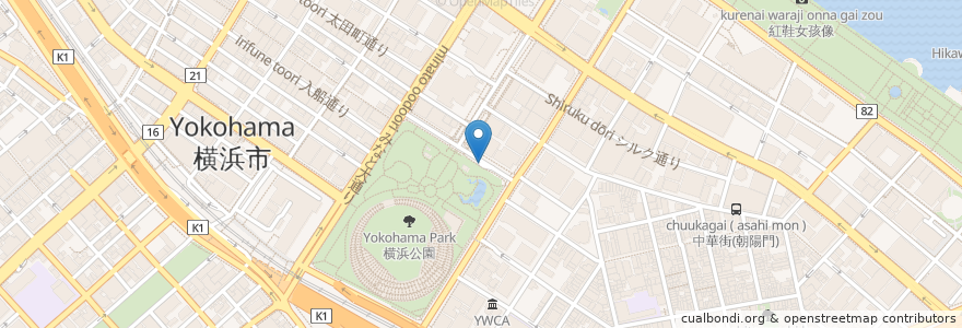 Mapa de ubicacion de 横浜市日本大通り地下駐車場 en Japão, 神奈川県, 横浜市, 中区.
