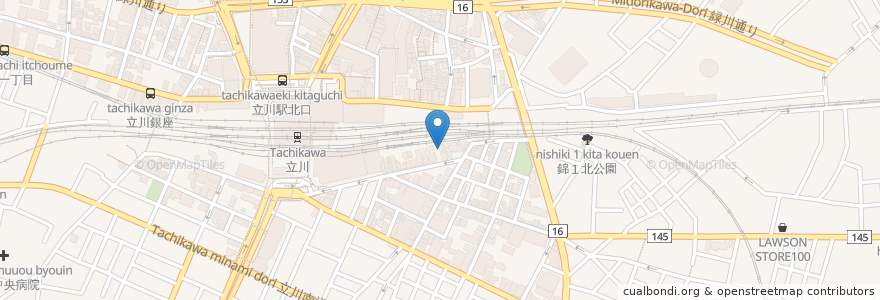 Mapa de ubicacion de 立川地立川駅南口第二立体駐車場 en Japan, 東京都, 立川市.