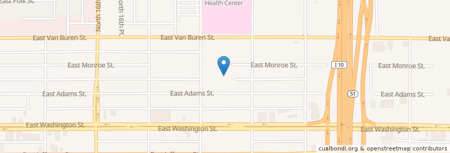 Mapa de ubicacion de Longfellow School en Соединённые Штаты Америки, Аризона, Maricopa County, Финикс.