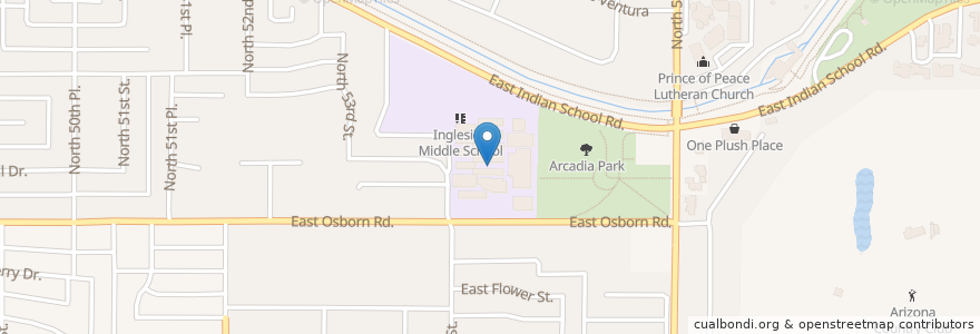 Mapa de ubicacion de Ingleside Elementary School en Estados Unidos De América, Arizona, Maricopa County, Phoenix.