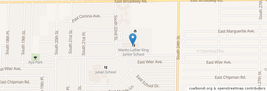 Mapa de ubicacion de Martin Luther King Junior School en United States, Arizona, Maricopa County, Phoenix.