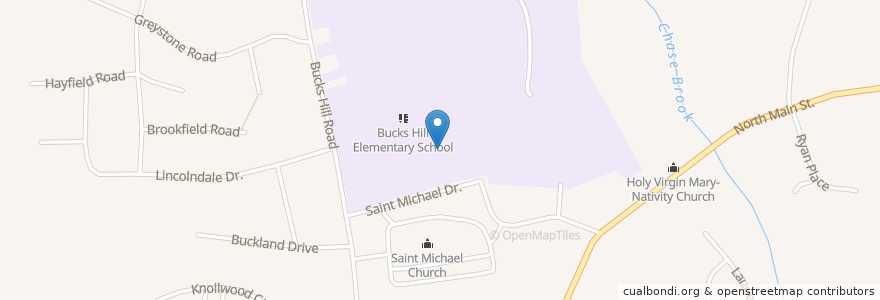 Mapa de ubicacion de Bucks Hill School en Stati Uniti D'America, Connecticut, New Haven County, Waterbury.
