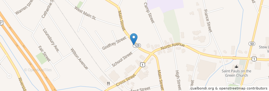 Mapa de ubicacion de Center School en United States, Connecticut, Fairfield County, Norwalk.