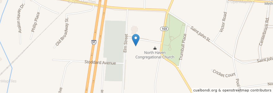 Mapa de ubicacion de North Haven Recreational Center (Center School) en Estados Unidos De América, Connecticut, New Haven County, North Haven.