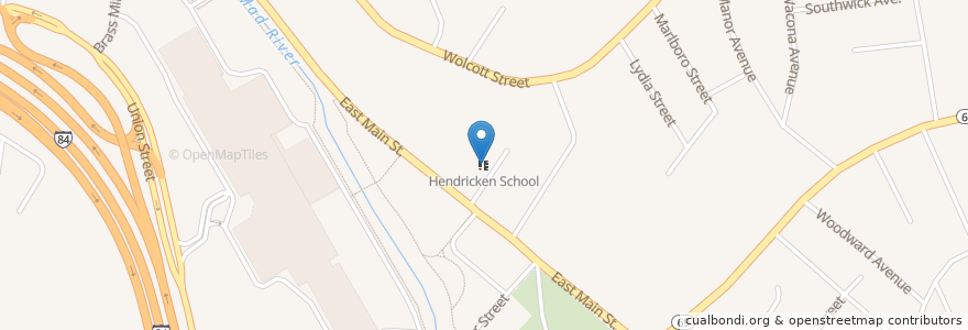 Mapa de ubicacion de Hendricken School en United States, Connecticut, New Haven County, Waterbury.