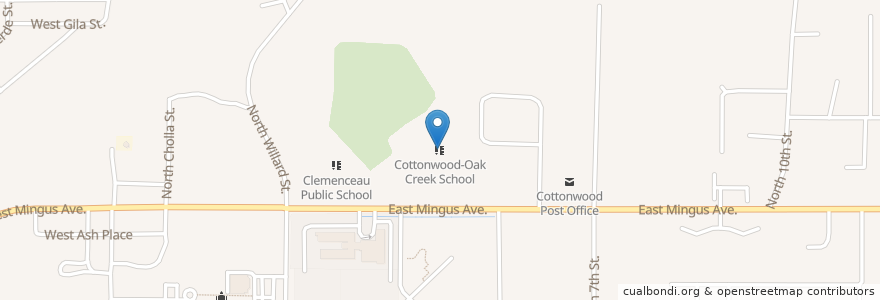 Mapa de ubicacion de Cottonwood-Oak Creek School en Vereinigte Staaten Von Amerika, Arizona, Yavapai County, Cottonwood.
