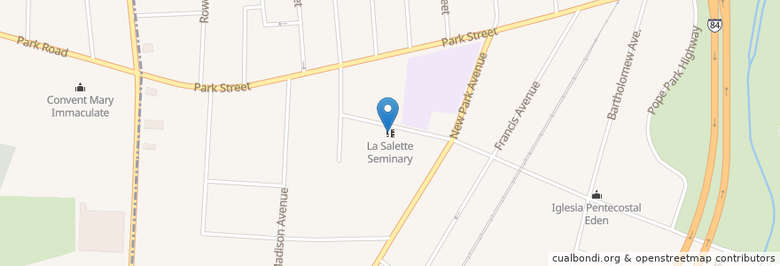 Mapa de ubicacion de La Salette Seminary en アメリカ合衆国, コネチカット州, Hartford County, Hartford.