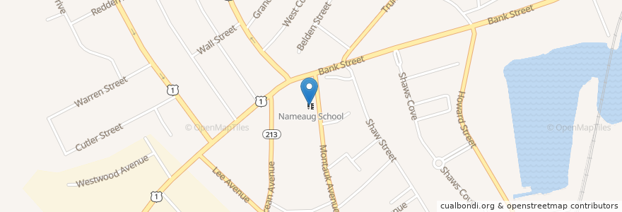 Mapa de ubicacion de Nameaug School en Estados Unidos Da América, Connecticut, New London County, New London.