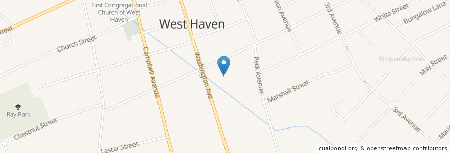 Mapa de ubicacion de Washington School en 美利坚合众国/美利堅合眾國, 康涅狄格州 / 康乃狄克州, New Haven County, West Haven.