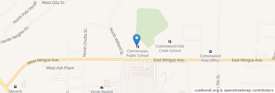 Mapa de ubicacion de Clemenceau Public School en Estados Unidos Da América, Arizona, Yavapai County, Cottonwood.