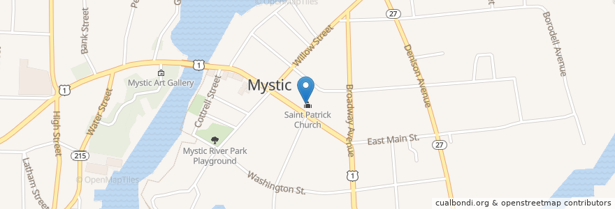 Mapa de ubicacion de Saint Patrick Church en Stati Uniti D'America, Connecticut, New London County, Stonington.