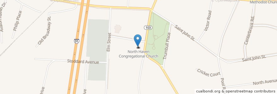 Mapa de ubicacion de North Haven Congregational Church en Amerika Syarikat, Connecticut, New Haven County, North Haven.