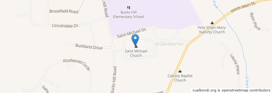 Mapa de ubicacion de Saint Michael Church en Estados Unidos De América, Connecticut, New Haven County, Waterbury.