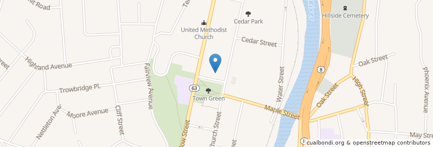 Mapa de ubicacion de Congregational Church of Naugatuck en United States, Connecticut, New Haven County, Naugatuck.